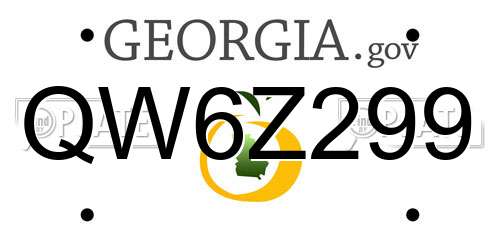 QW6Z299 Georgia License Plate