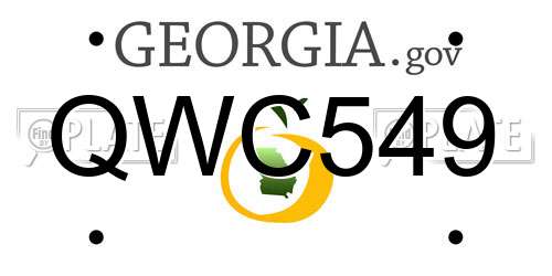 QWC549 Georgia License Plate