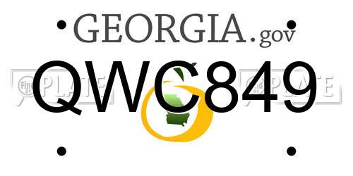 QWC849 Georgia License Plate