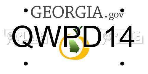 QWPD14 Georgia License Plate