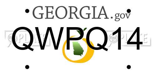 QWPQ14 Georgia License Plate