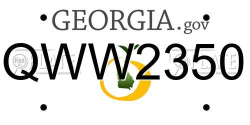 QWW2350 Georgia License Plate