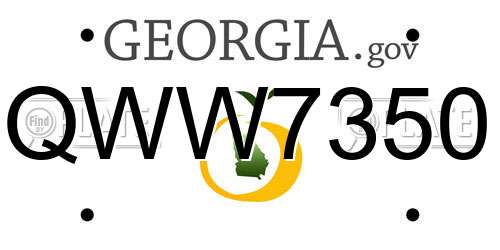 QWW7350 Georgia License Plate