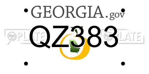 QZ383 Georgia License Plate