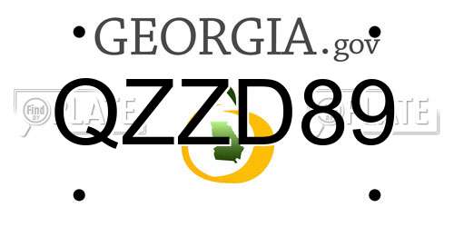 QZZD89 Georgia License Plate