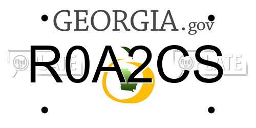 R0A2CS Georgia License Plate
