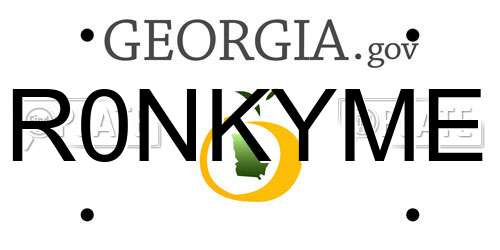 R0NKYME Georgia License Plate