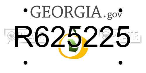 R625225 Georgia License Plate