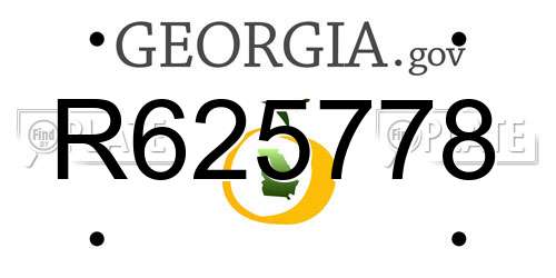 R625778 Georgia License Plate