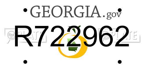 R722962 Georgia License Plate