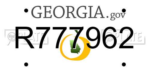 R777962 Georgia License Plate