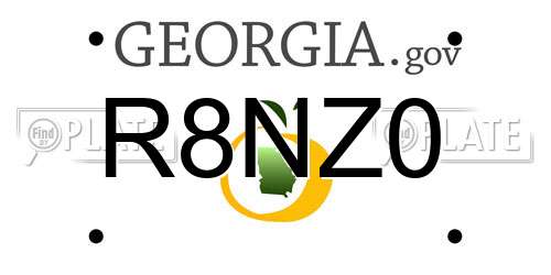 R8NZ0 Georgia License Plate