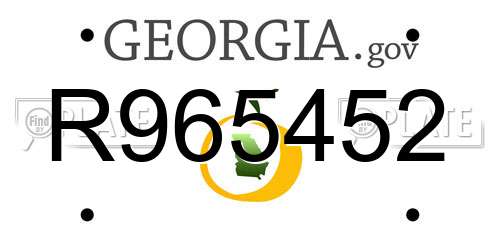 R965452 Georgia License Plate