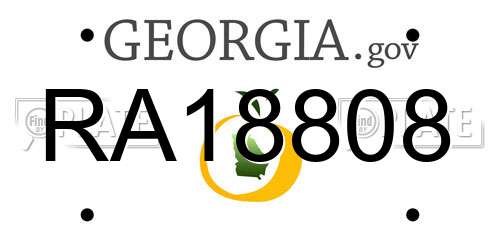 RA18808 Georgia License Plate