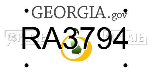 RA3794 Georgia License Plate