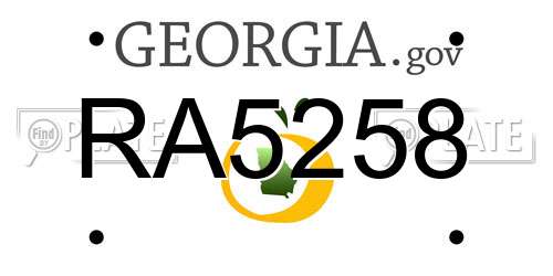 RA5258 Georgia License Plate