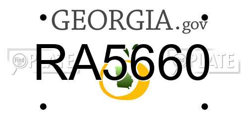 RA5660 Georgia License Plate