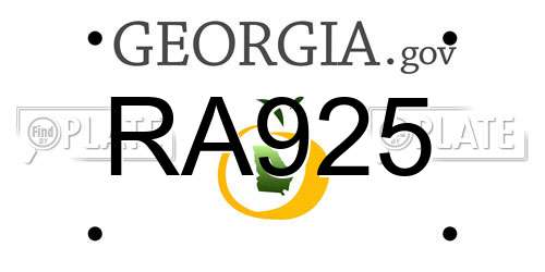 RA925 Georgia License Plate
