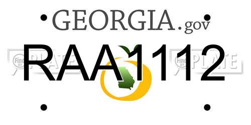 RAA1112 Georgia License Plate
