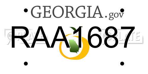 RAA1687 Georgia License Plate