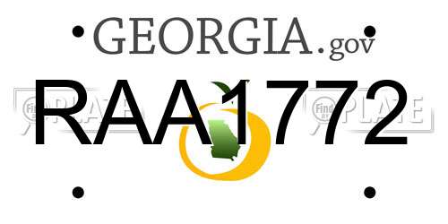 RAA1772 Georgia License Plate