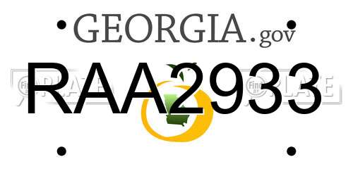 RAA2933 Georgia License Plate