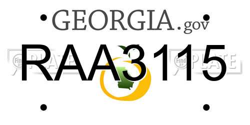 RAA3115 Georgia License Plate
