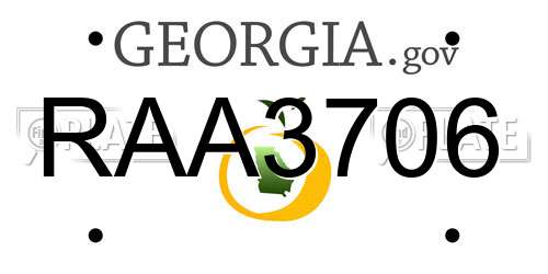 RAA3706 Georgia License Plate