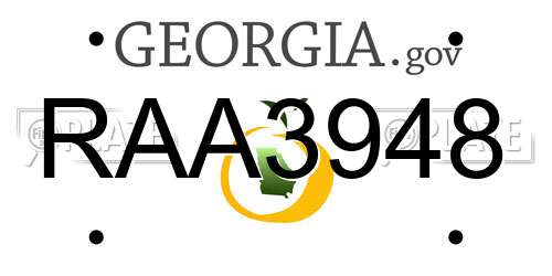 RAA3948 Georgia License Plate