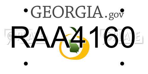 RAA4160 Georgia License Plate