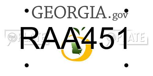 RAA451 Georgia License Plate