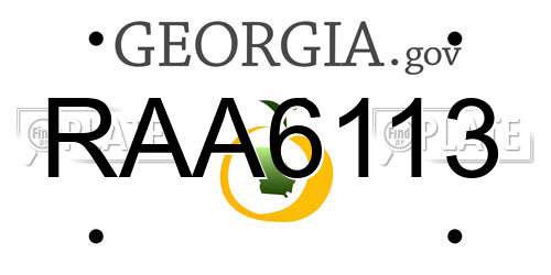 RAA6113 Georgia License Plate