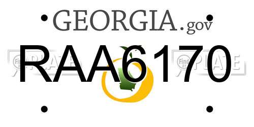 RAA6170 Georgia License Plate