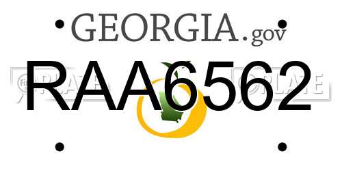 RAA6562 Georgia License Plate