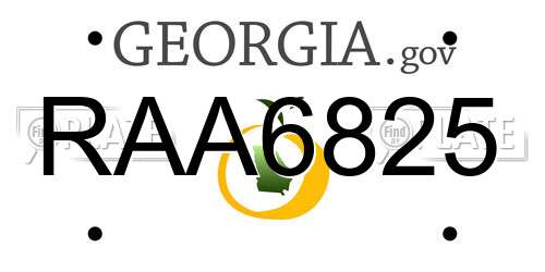 RAA6825 Georgia License Plate