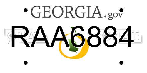 RAA6884 Georgia License Plate