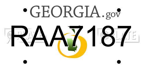 RAA7187 Georgia License Plate