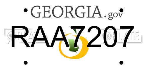 RAA7207 Georgia License Plate