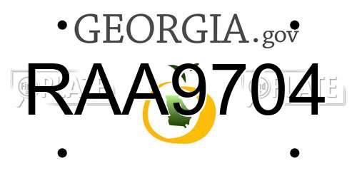 RAA9704 Georgia License Plate