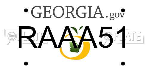 RAAA51 Georgia License Plate