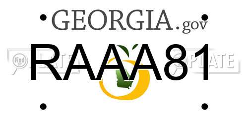 RAAA81 Georgia License Plate