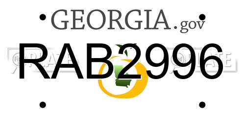RAB2996 Georgia License Plate