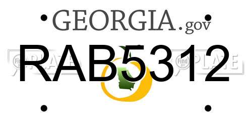 RAB5312 Georgia License Plate