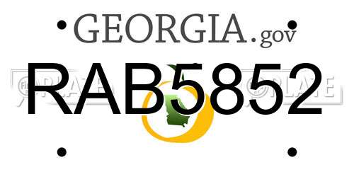 RAB5852 Georgia License Plate