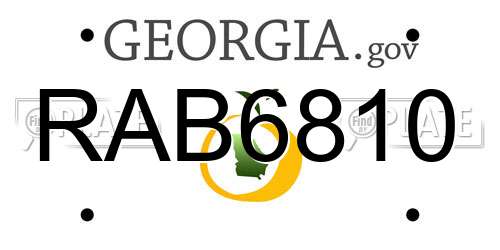 RAB6810 Georgia License Plate