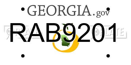 RAB9201 Georgia License Plate