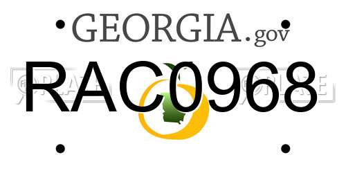 RAC0968 Georgia License Plate