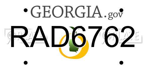 RAD6762 Georgia License Plate