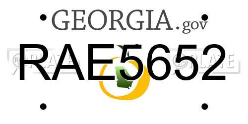 RAE5652 Georgia License Plate