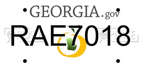RAE7018 Georgia License Plate